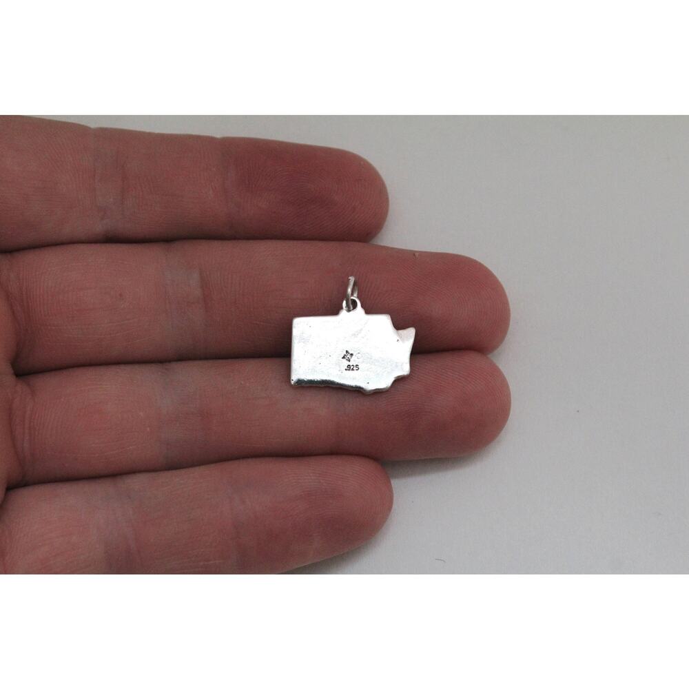 Sterling Silver Washington State Charm, Silver State Of Washington Charm View 2
